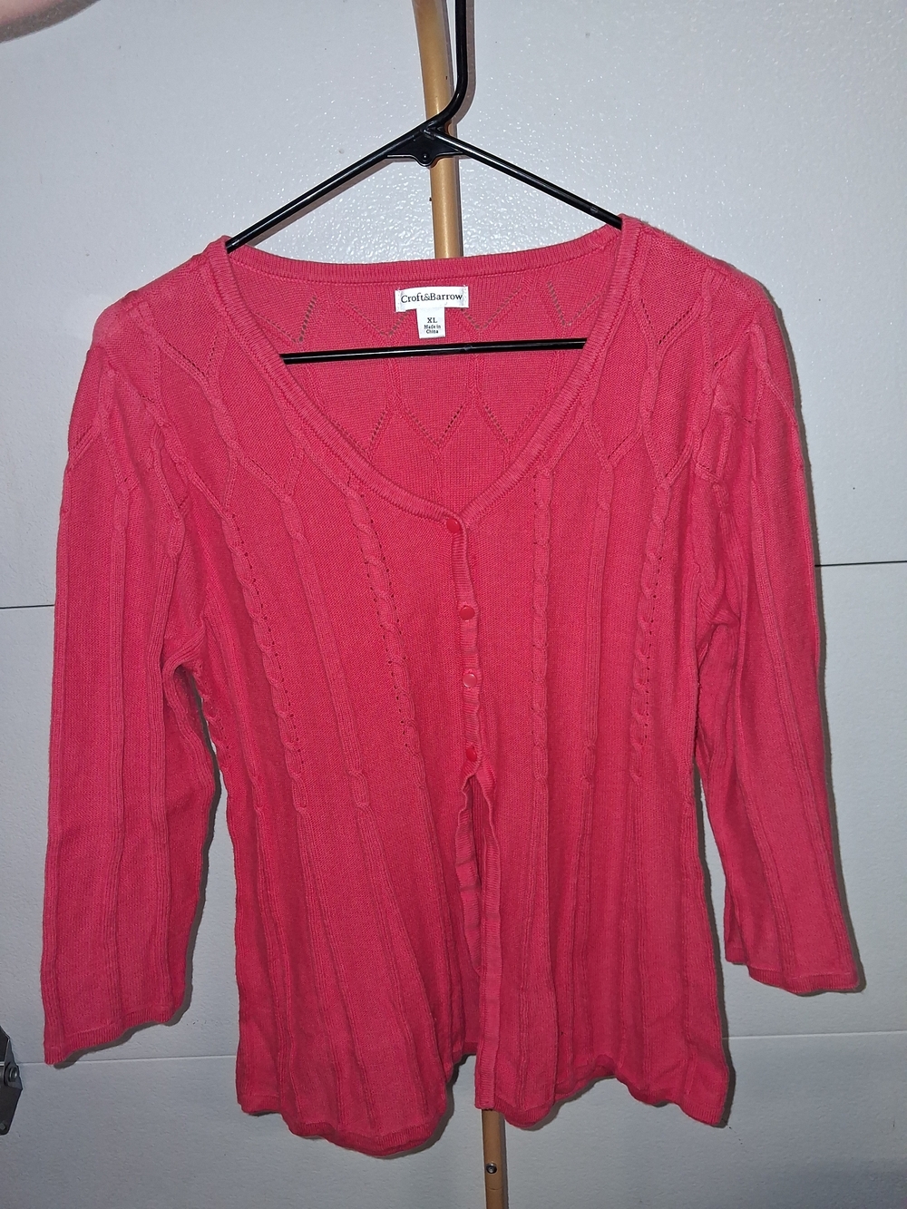 Croft & Barrow Coral Pink Button Cardigan